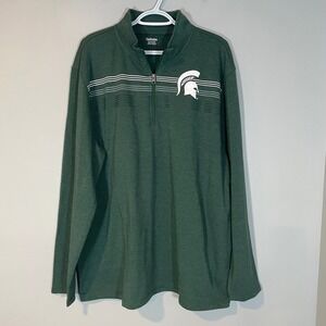 Captivating Michigan State Spartans Mens 2XL Green Quarter Zip Pullover Logo